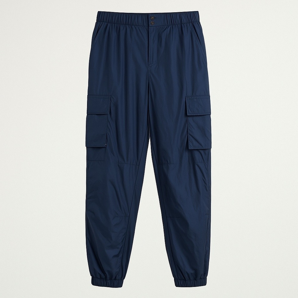 Fabletics Cargo Jogger‎ Pants Women's Large Navy Blue Nylon Blend Elastic NWT